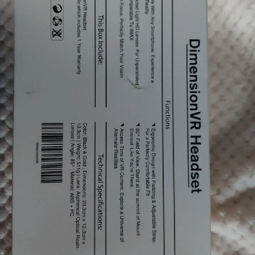 VR Headset Dimension